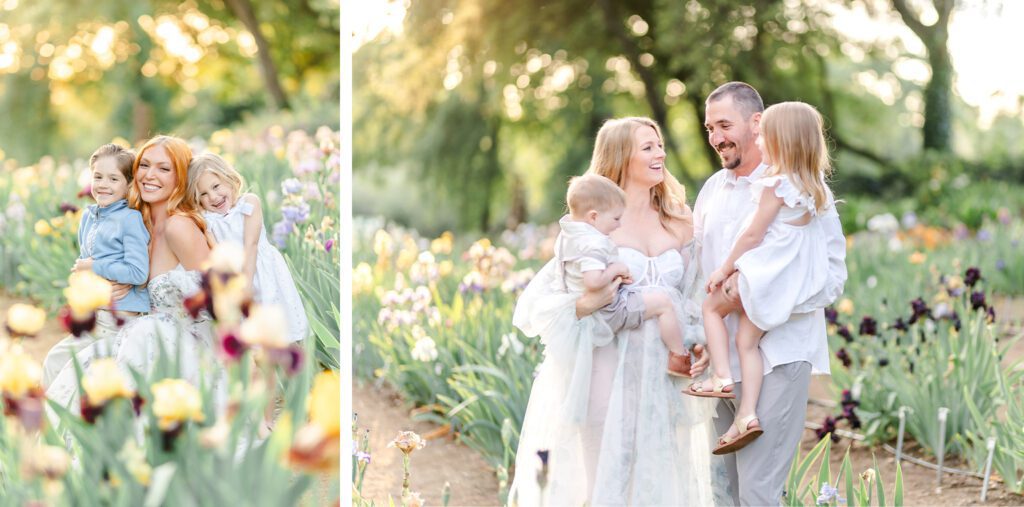 Spring lifestyle family portraits iris garden in Loomis