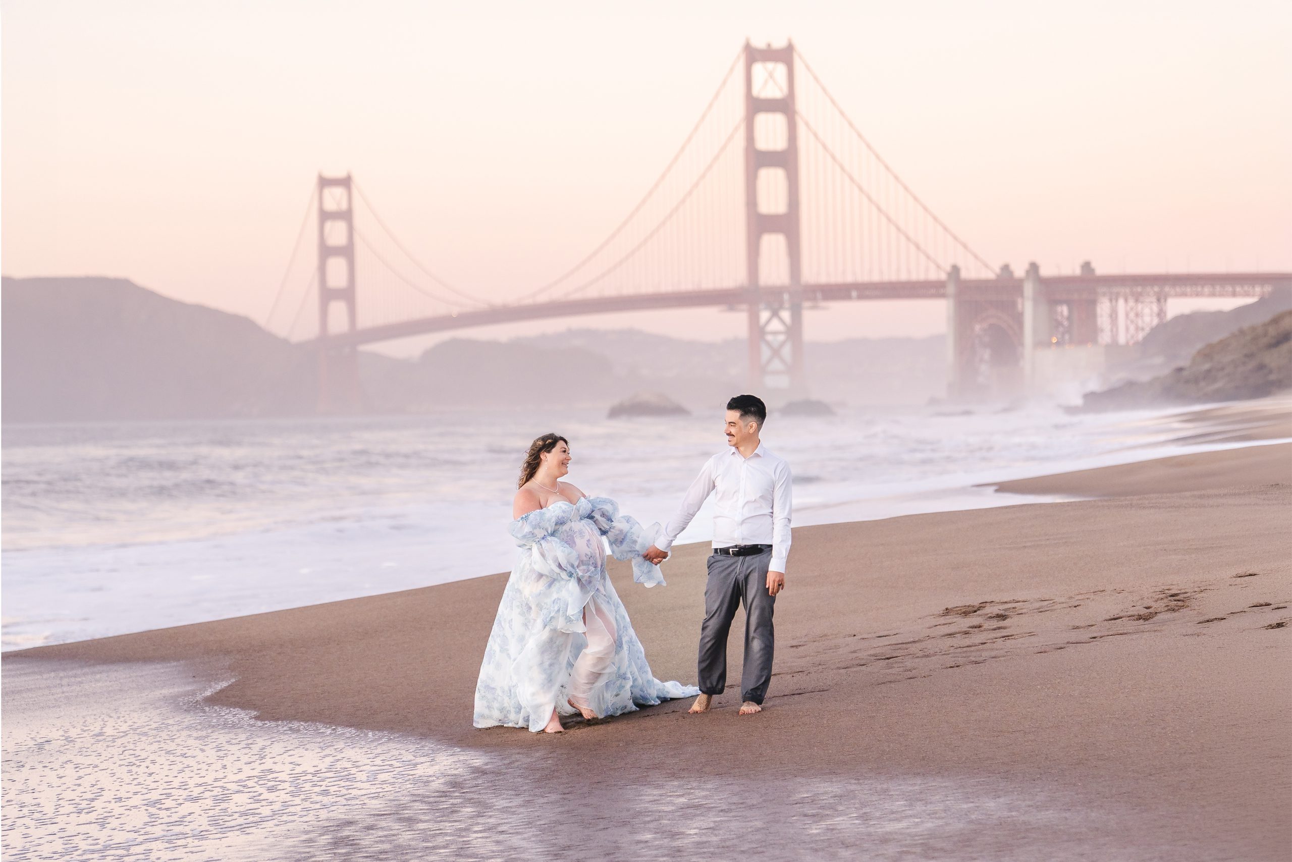 A couple at a beach in San Francisco