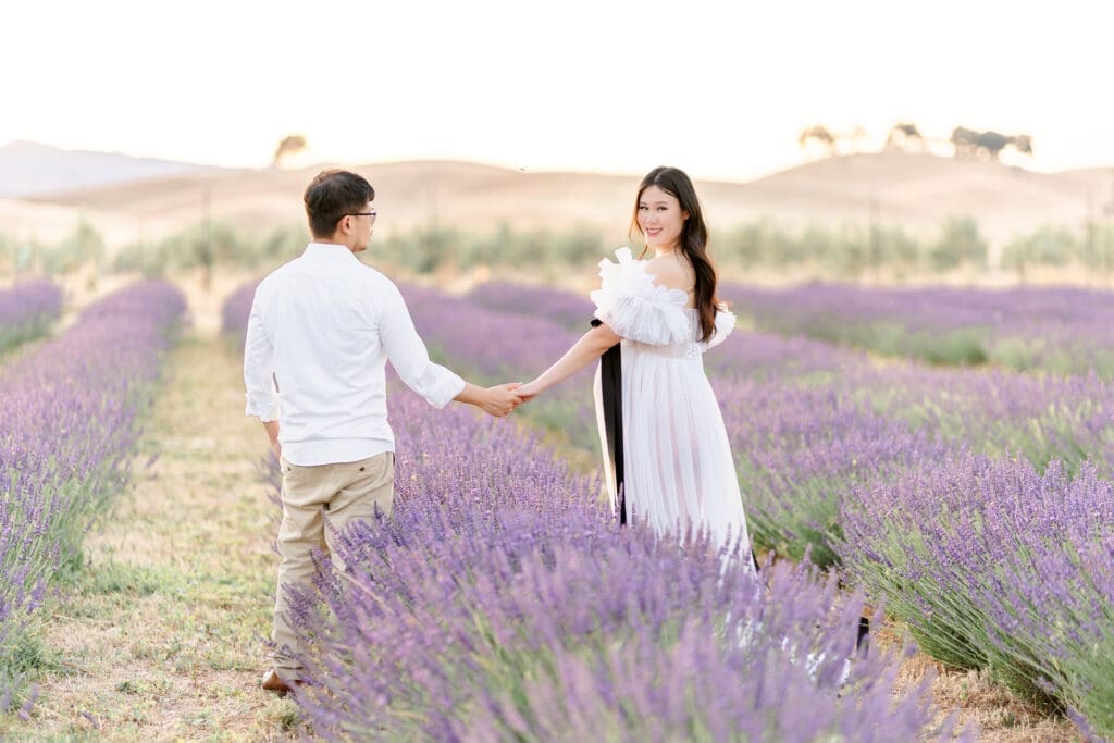 Maternity couple in a lavender field in Bay Area CA
