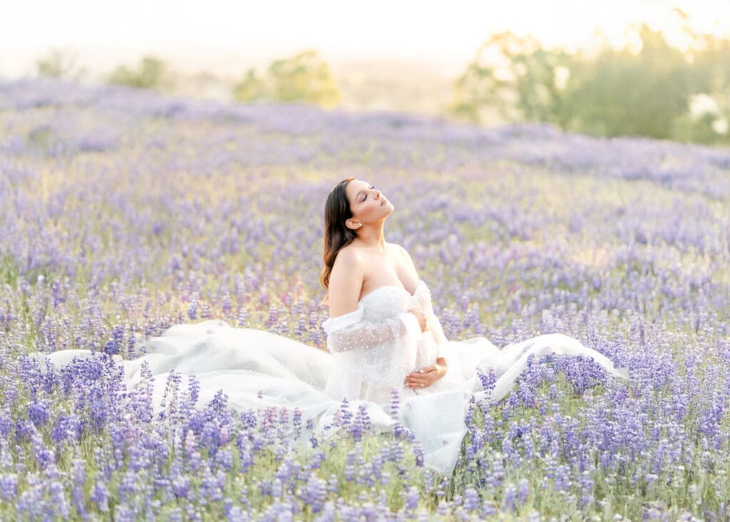 Expecting mom in a lupine field in El Dorado Hills