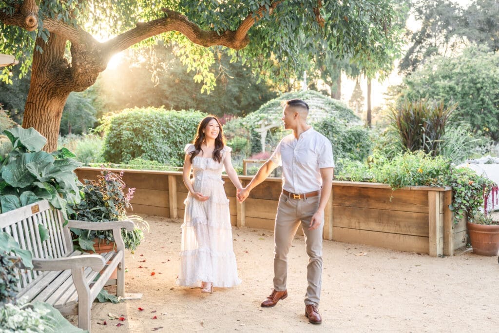 Expecting parents at a Palo Alto Garden